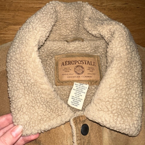 VINTAGE DEADSTOCK NWOT CONDITION Aeropostale leather fleece lined jacket! - Picture 5 of 6